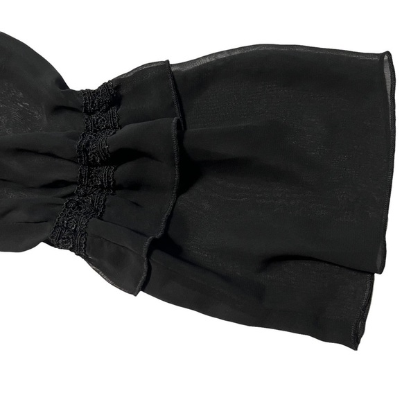 🍀LUCKY BRAND🍀 (EUC) VINTAGE BLACK SHEER WRAP AROUND TOP SIZE LARGE - Picture 5 of 11